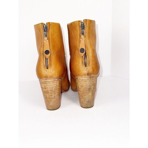 Rag & Bone Newbury Ankle Boots Leather Bootie Block Heel Tan Chunky 37.5/7.5 - Picture 6 of 12